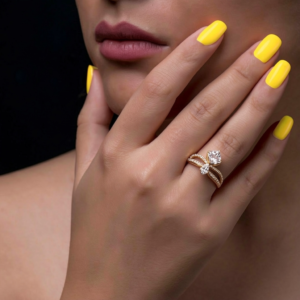 Bague Solitaire Dorée Zirconium